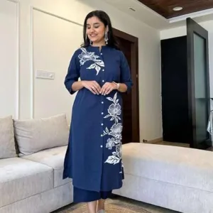 Women's Cotton Printed Straight Kurti wi...