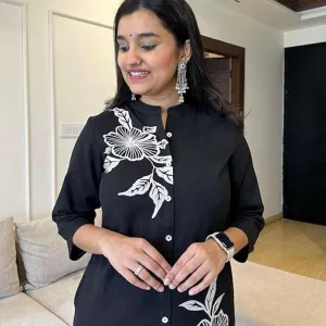 Women's Cotton Floral Printed Straight Kurti with Pant Set