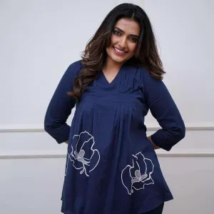 Women's Cotton Embroidered Co-ord Set 2 Piece Top Bottom Set