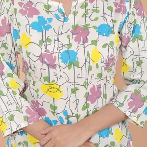 Women's Cotton Floral Printed Short Straight Kurti