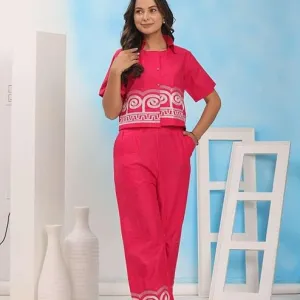 Women's Cotton Embroidered Crop top Co-Ord Set