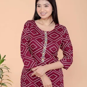 Bandhej Printed Straight Kurti