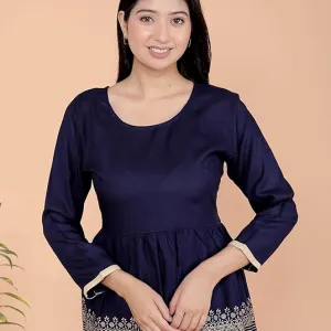 Women's Cotton Printed Anarkali Short Ku...