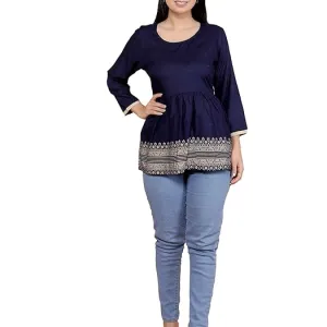 Women's Cotton Printed Anarkali Short Kurti