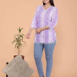 Women's Cotton Floral Printed Tunic Straight Kurti