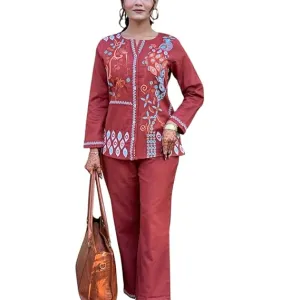 Women's Cotton Embroidery Straight Kurti...
