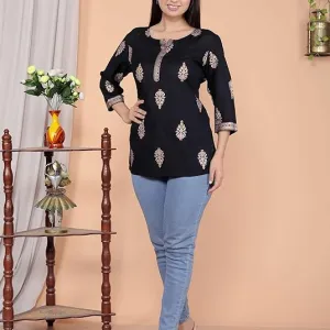 Women's Cotton Printed Short Straight Kurti