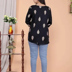 Women's Cotton Printed Short Straight Kurti