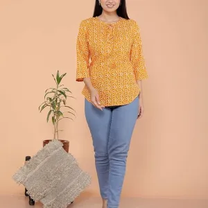 Printed Straight Round Neck with Tassels Kurti