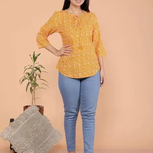 Printed Straight Round Neck with Tassels Kurti