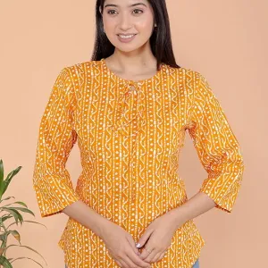 Printed Straight Round Neck with Tassels Kurti