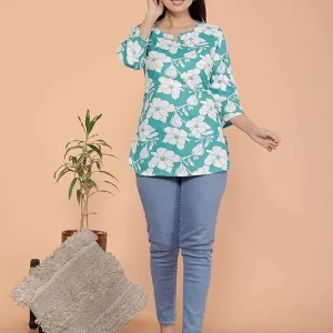 Women's Cotton Floral Printed Tunic Straight Kurti