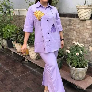 Women's Cotton Floral Printed Straight Short Shirt Kurti with Pant