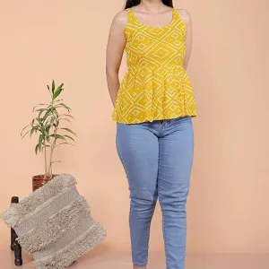 Women's Cotton Printed Short Flared Anar...