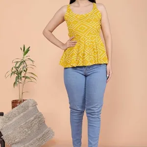 Women's Cotton Printed Short Flared Anarkali Kurti