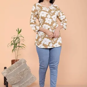 Women's Cotton Floral Printed Tunic Straight Kurti