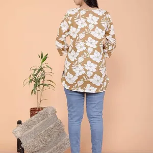 Women's Cotton Floral Printed Tunic Straight Kurti