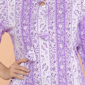 Printed Straight Round Neck with Tassels Kurti