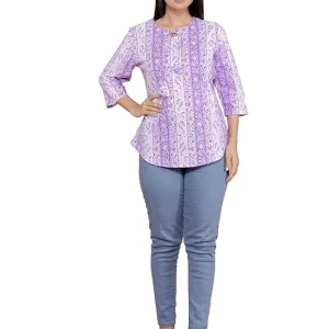 Printed Straight Round Neck with Tassels...