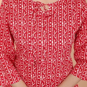 Printed Straight Round Neck with Tassels Kurti