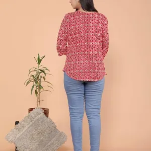 Printed Straight Round Neck with Tassels Kurti