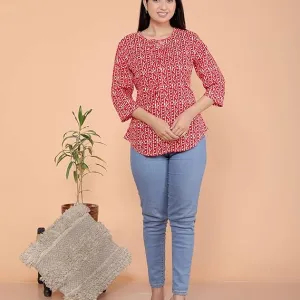 Printed Straight Round Neck with Tassels Kurti