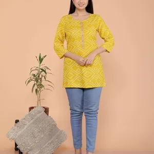 Bandhej Printed Straight Kurti