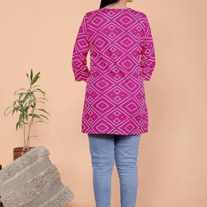 Bandhej Printed Straight Kurti