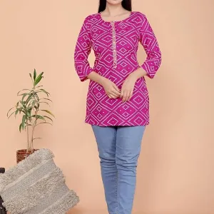 Bandhej Printed Straight Kurti