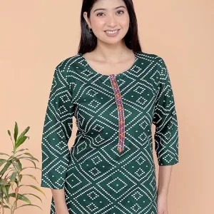 Bandhej Printed Straight Kurti