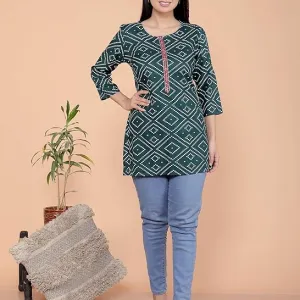 Bandhej Printed Straight Kurti