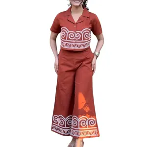 Women's Cotton Embroidered Crop top Co-Ord Set