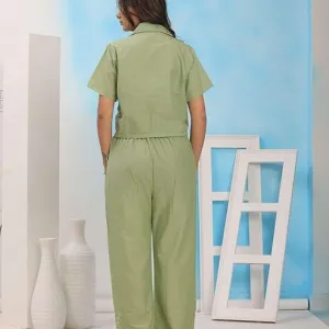 Women's Cotton Embroidered Crop top Co-Ord Set