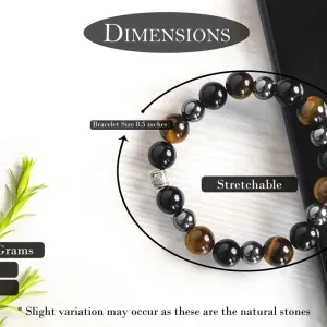 Black Obsidian, Tiger Eye And Hematite Bracelet for Cleansing, Clarity, Strong Mind, Grounding And Better Health