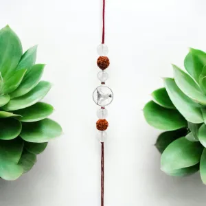 Handmade Sustainable Healing Beads Rakhi | Clear Quartz & Rudraksh | Meditation Charm