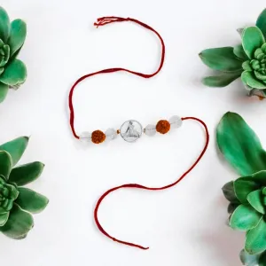 Handmade Sustainable Healing Beads Rakhi | Clear Quartz & Rudraksh | Meditation Charm