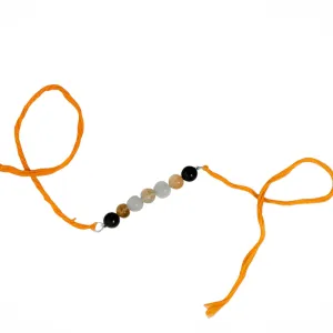 Handmade Sustainable Healing Beads Rakhi | Sunstone, Citrine, Light & Dark Aventurine