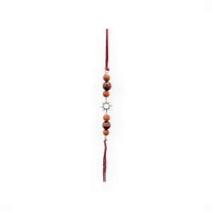 Handmade Sustainable Healing Beads Rakhi | Sunstone & Red Tiger Eye | Sun Charm