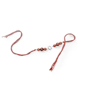 Handmade Sustainable Healing Beads Rakhi | Sunstone & Red Tiger Eye | Sun Charm