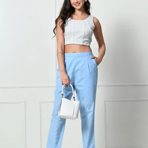 Women’s Linen Cotton Palazzo Pants – Effortless Style & Breathable Comfort | Blue