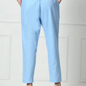 Women’s Linen Cotton Palazzo Pants – Effortless Style & Breathable Comfort | Blue