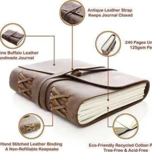 Leather Journal Diary with Antique String Closure Handmade 200 Pages