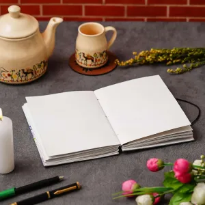 Handmade Printed Cardboard Journal Diary White Cover with Buckle Lock