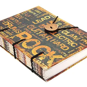 Handmade Printed Cardboard Journal Diary with String Closure