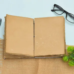 Handmade Printed Cardboard Journal with String Closure – Unruled Pages