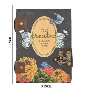 Handmade Printed Cardboard Journal Buckle Lock Unruled 200