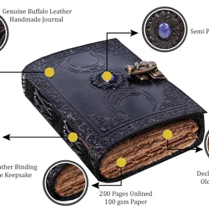 Genuine Leather Vintage Journal Antique Lock 200 Deckle Antique Pages