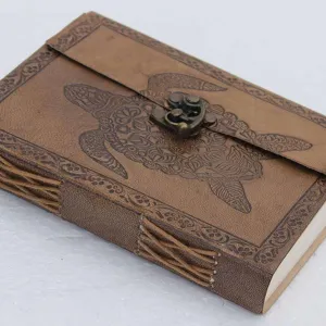 Leather Journal Diary with Metal Lock – Handmade 200 Pages