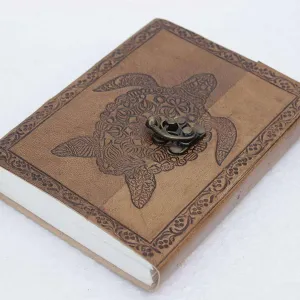 Leather Journal Diary with Metal Lock – Handmade 200 Pages