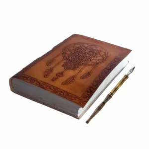 Handmade Embossed Leather Travel Journal with 200 Unruled Pages